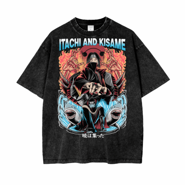 Itachi and Kisame Naruto Oversize Snow Washed T-Shirt